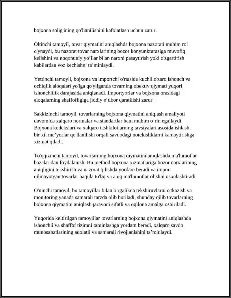 TOVARLARNING BOJXONA QIYMATINI ANIQLASH 4
