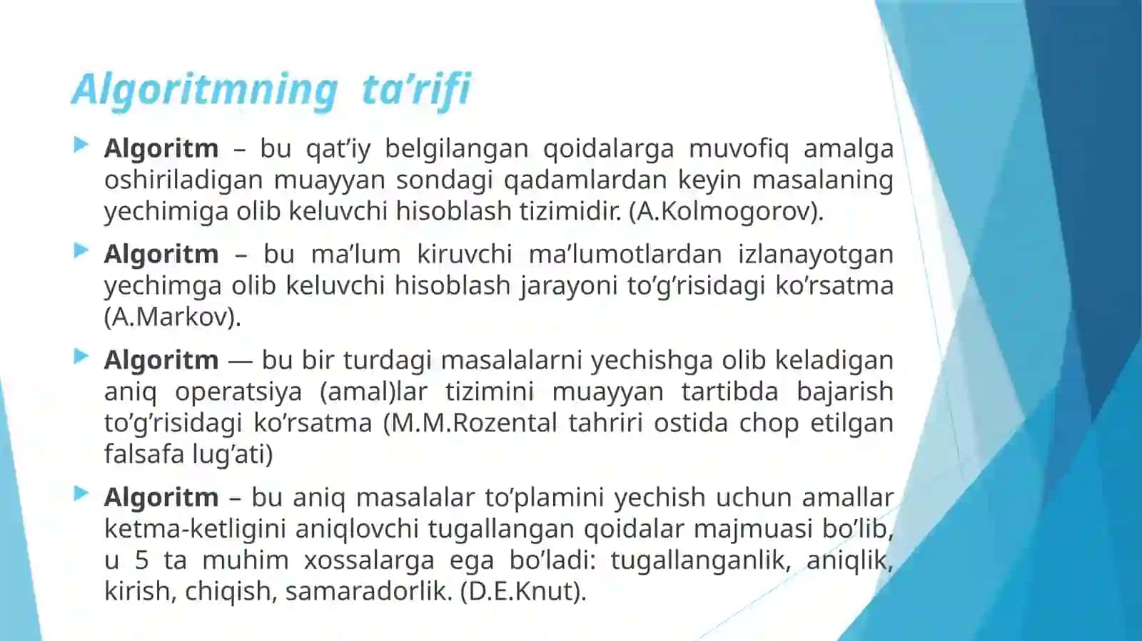 Algoritmlarni loyihalashga kirish. Algoritmlarni vaqt va hajm bo’yicha baholash. Ko’phadlar qiymatlarini  hisoblashda Gorner sxemasi 4