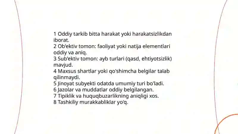 Oddiy tarkibli jinoyatlar tushunchasi va turlari 4