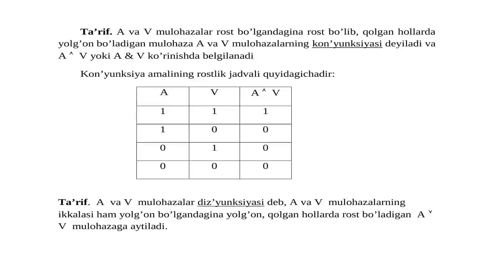 2-mavzu: Matematik mantiq elementlari, mulohazalar ustida mantiq amallari 4