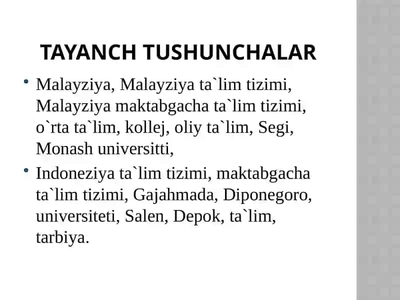 Malayziya va Indoneziyada  ta’lim tizimi taraqqiyoti va qiyosiy tahlili 4