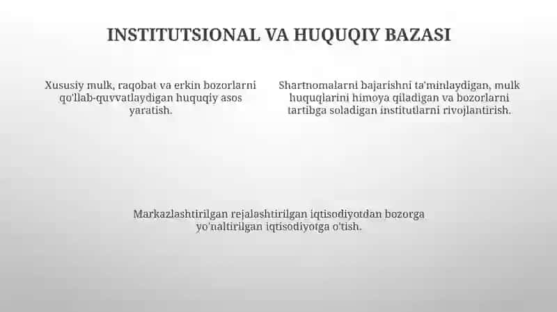O'zbekiston Respublikasining bozor munosabatlariga oʻtish konsepsiyasi va strategiyasi 4