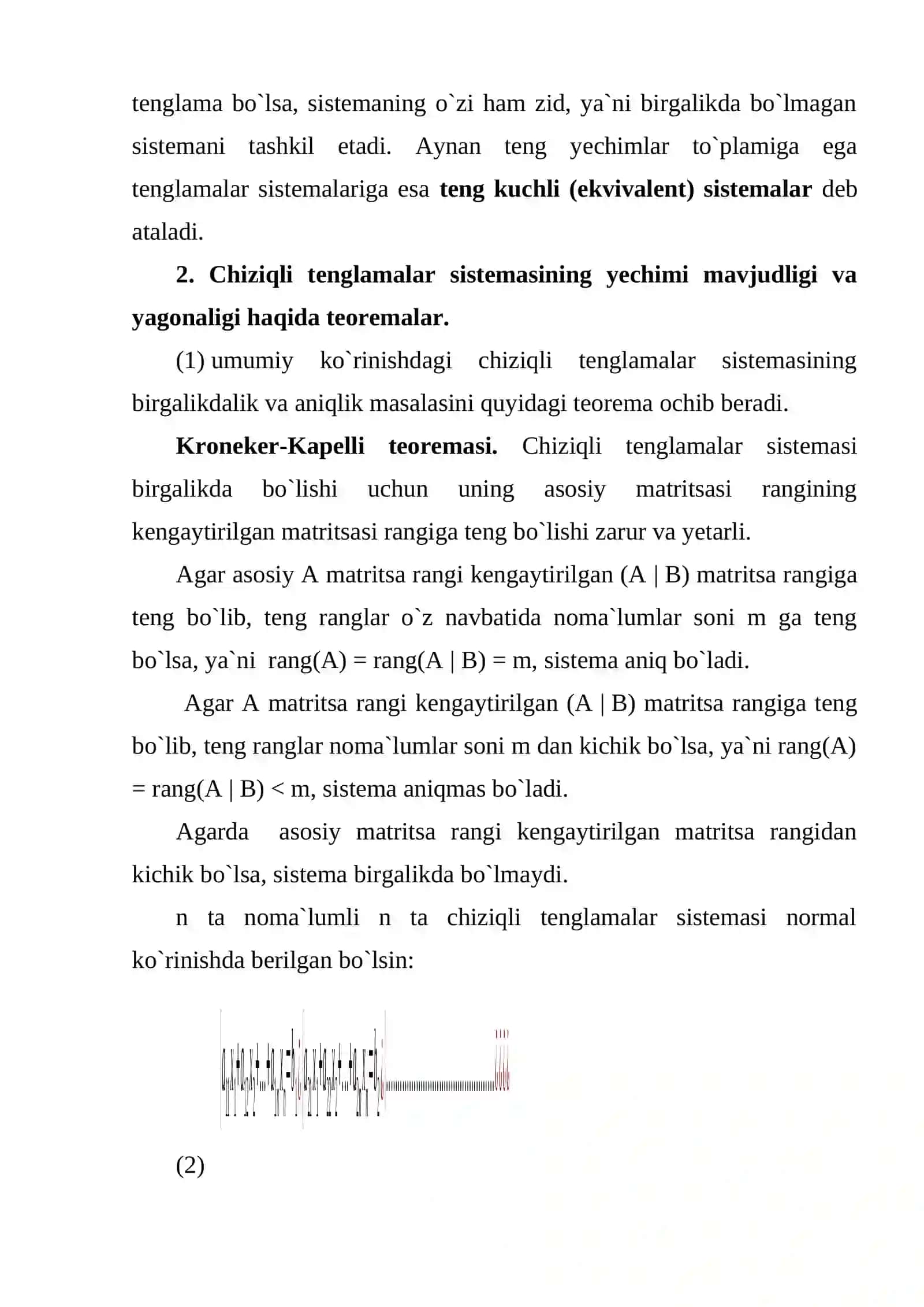 SISTEMANING ASOSIY VA KENGAYTIRILGAN MATRISASI QANDAY TUZILADI 4