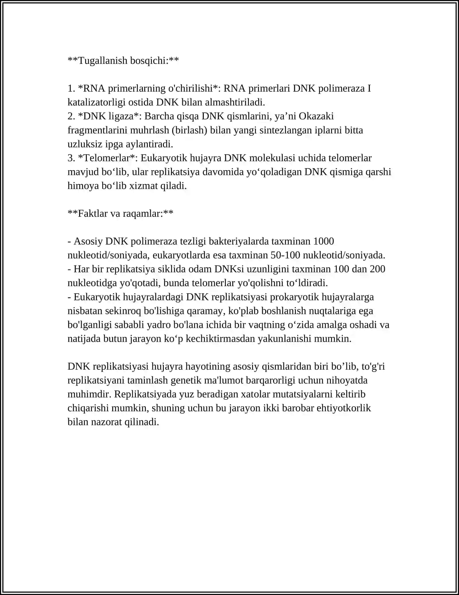DNKNING OQSIL BIOSINTEZIDAGI ROLI.GENETIK INJENERIYA.OʻZGARUVCHANLIK VA UNING SHAKLLARI 4