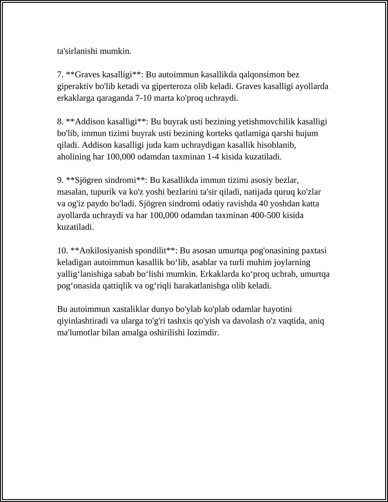 IMMUNOLOGIK TOLERANTLIK NUQSONLARI. AUTOIMMUN XASTALIKLAR 4