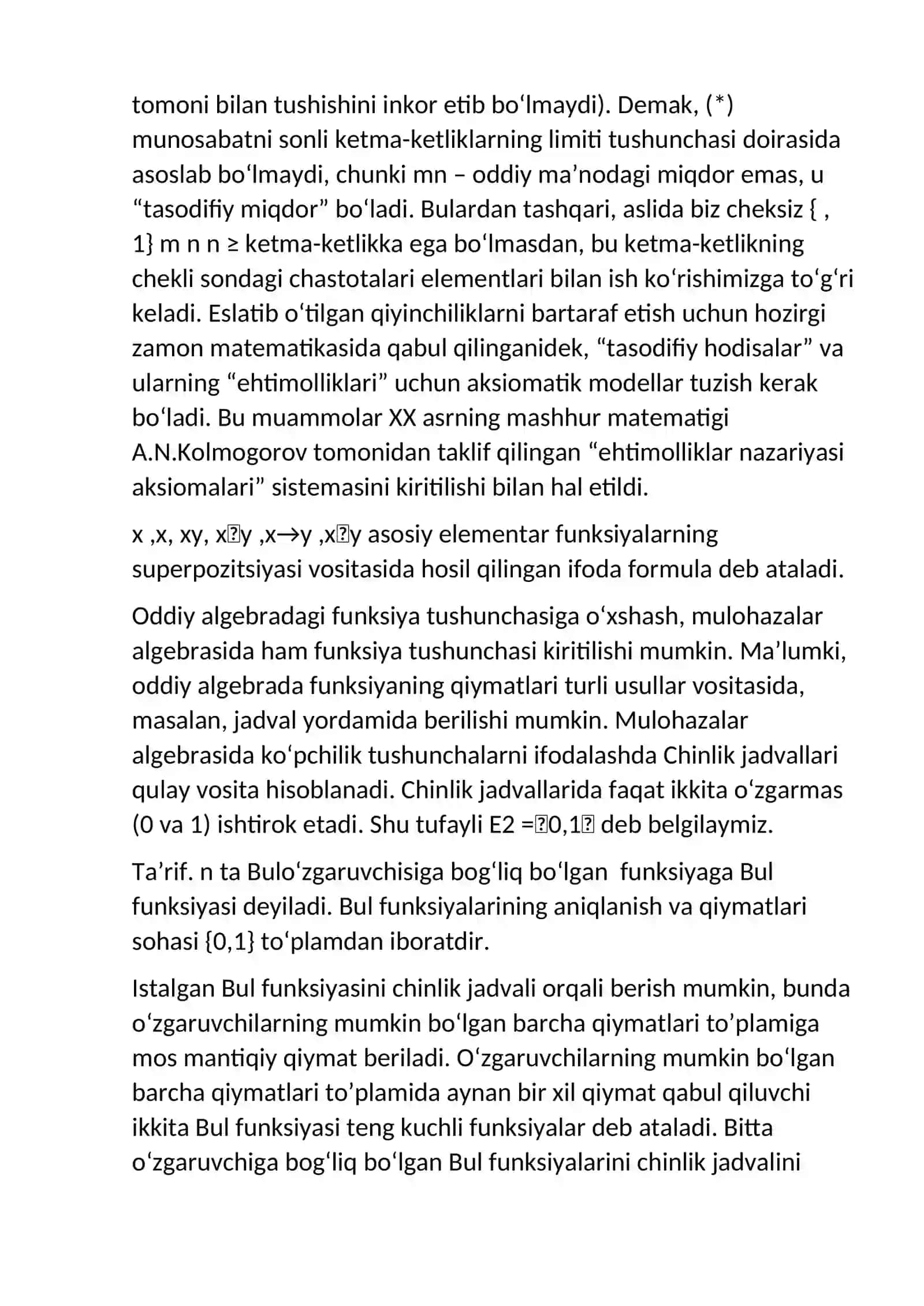 Normal formulaga keltirish haqida teorema va Aksiomalar 4