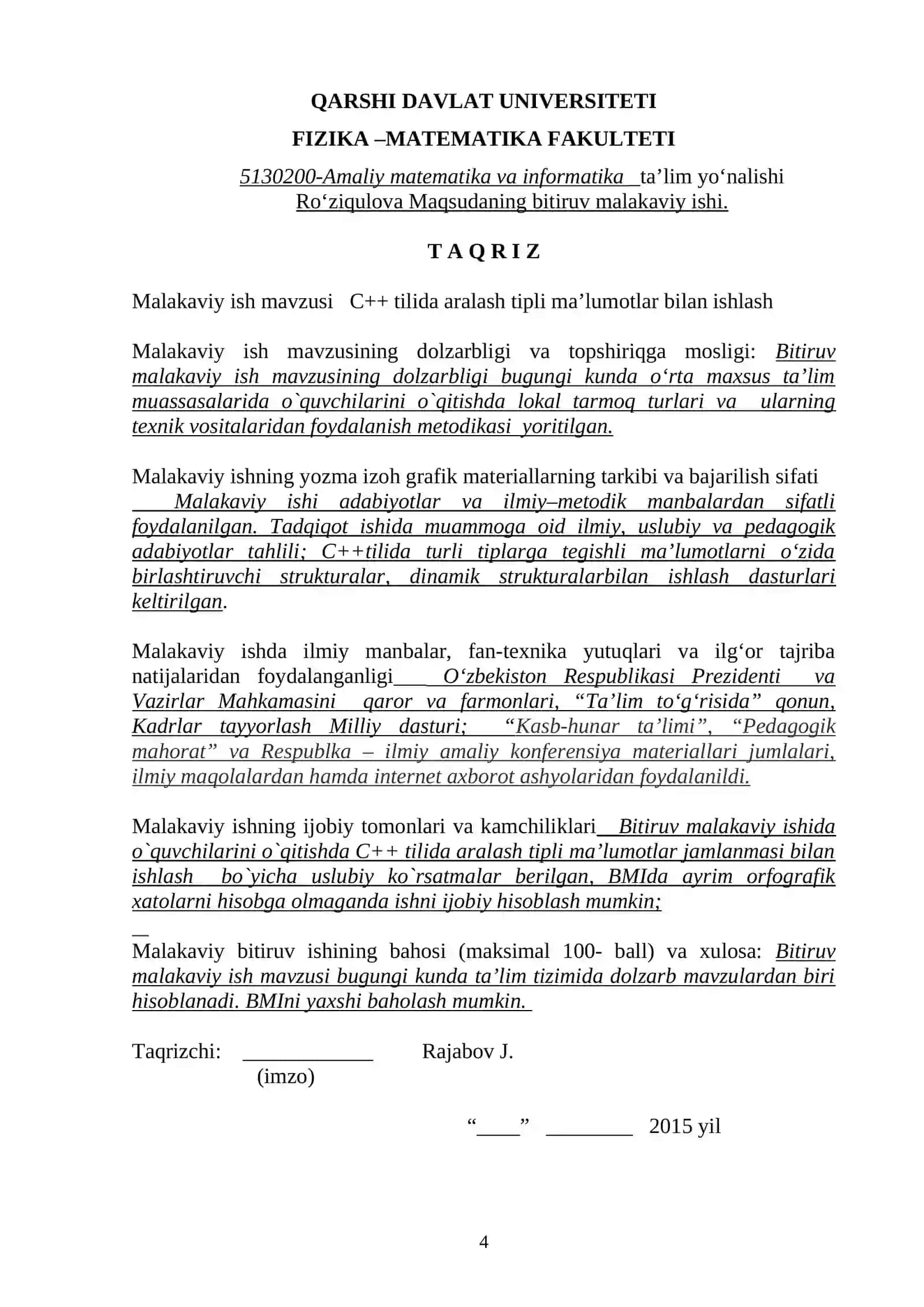 "C++ tilida aralash tipli ma’lumotlar bilan ishlash" 4