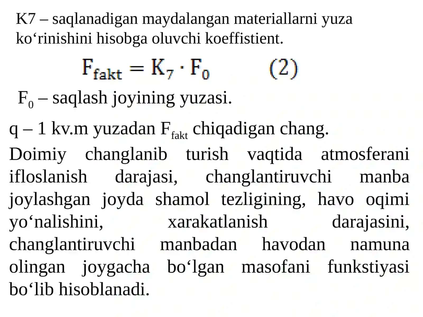 Maydalangan qurilish materiallarini aralashtirish vaqtida chiqadigan chang miqdorini hisoblash 4
