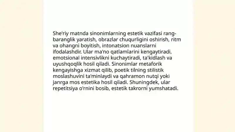 Leksik sinonimlar - poetik vosita sifatida 4