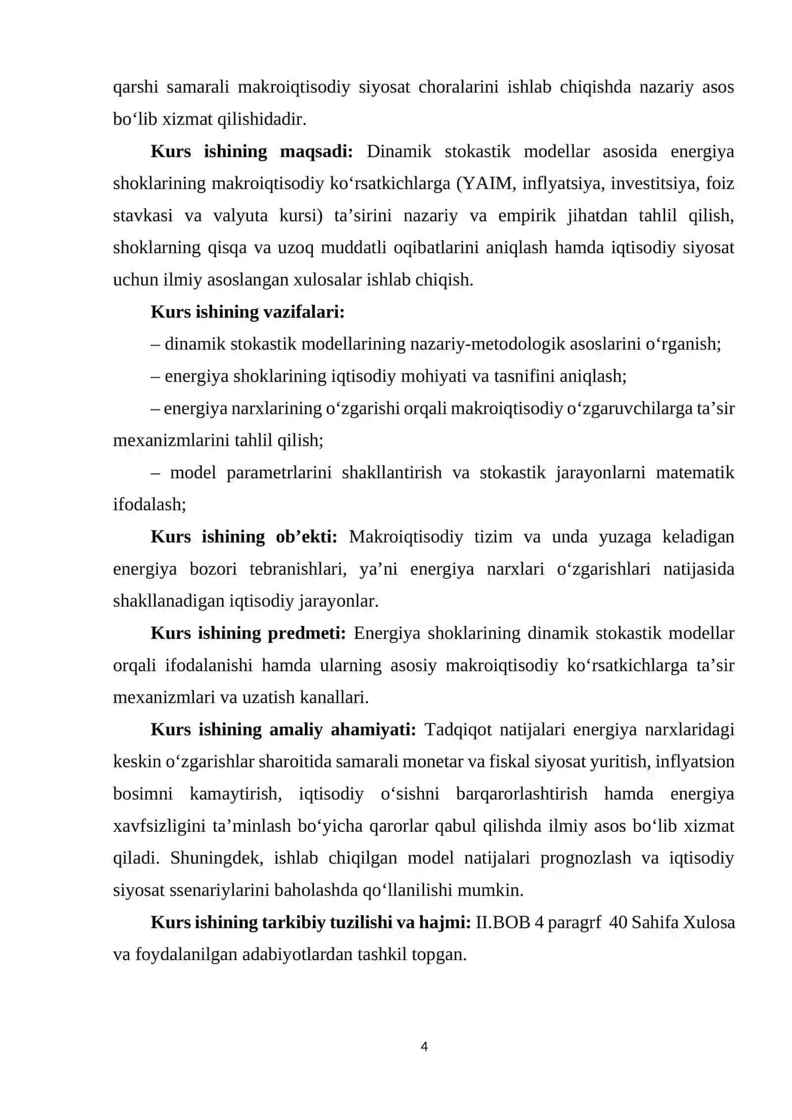 DINAMIK STOKASTIK MODELLARIDA ENERGIYA SHOKLARINING TA’SIRI 4