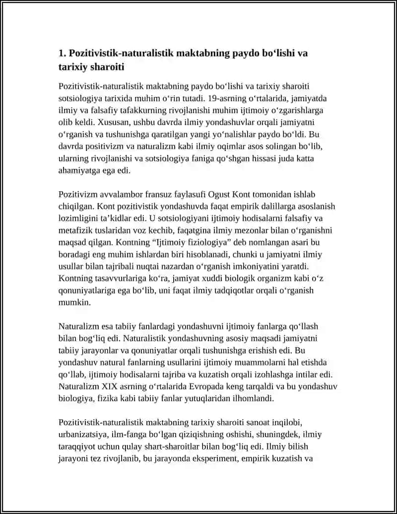 SOTSIOLOGIYA TARIXIDA POZITIVISTIK NATURALISTIK MAKTABLARNING AHAMIYATI 4
