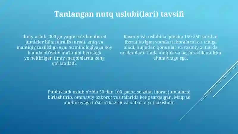 Nutq uslublari haqida amaliy loyiha 4