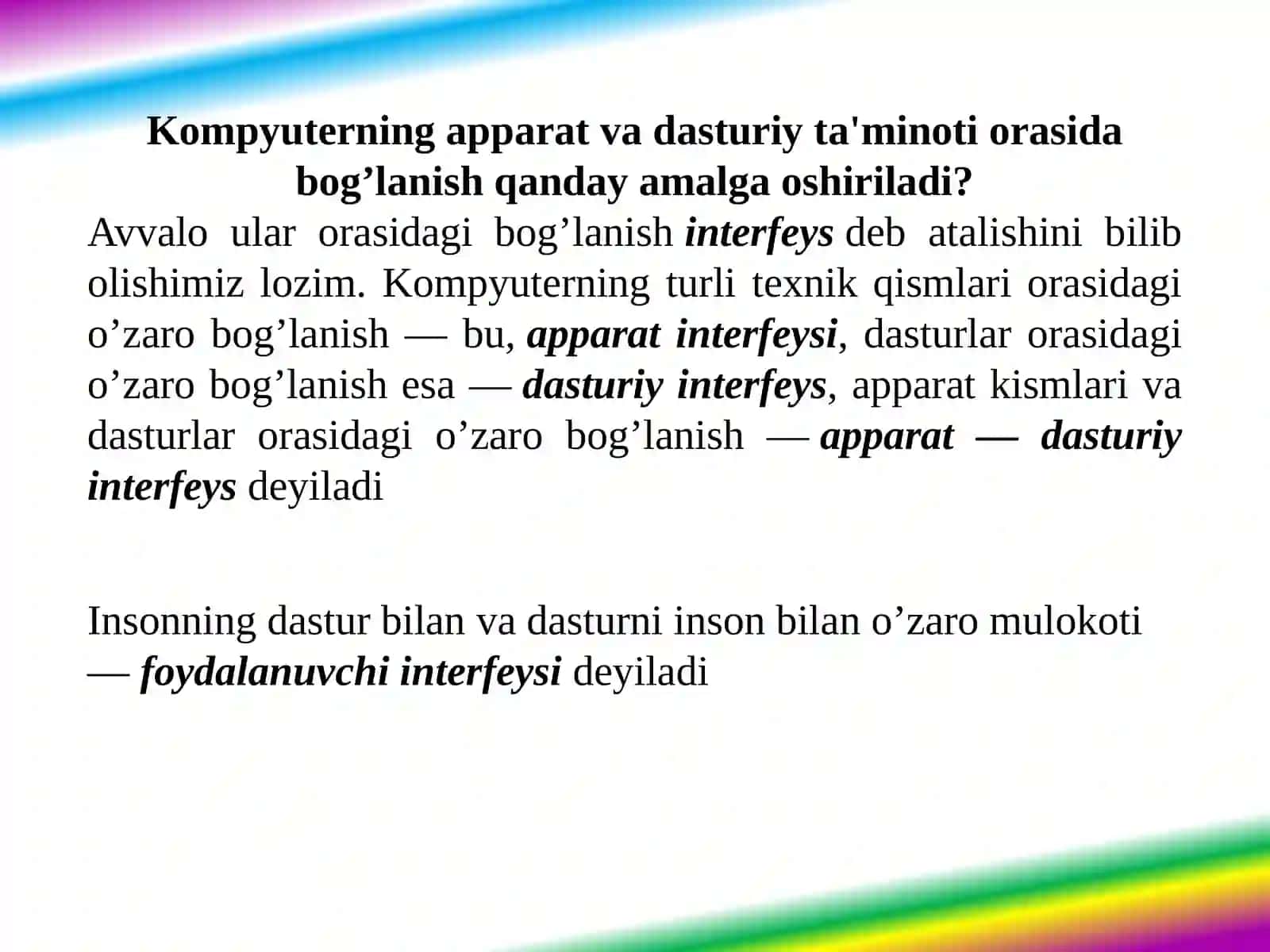 Operatorlar va standart funksiyalar (shartli operatorlar, tanlash operatorlari, massiv operatorlari, massivlar, tuzilmalar va protseduralar) 4