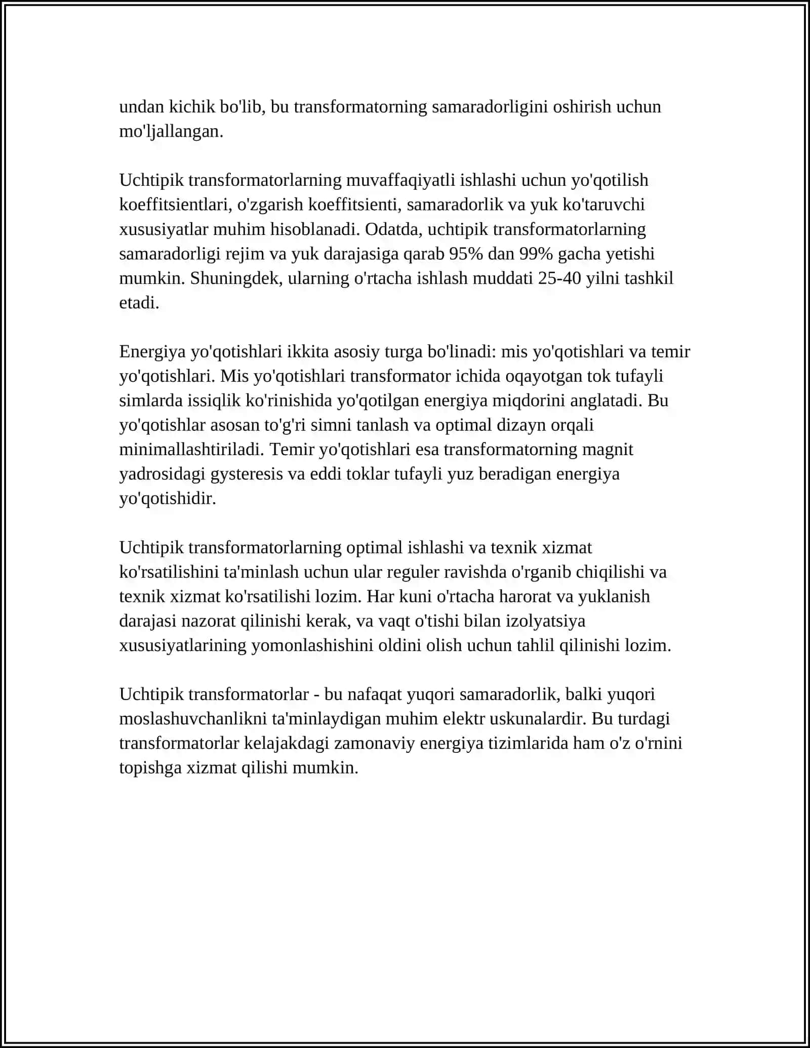 UCH CHOLGAMLI TRANSFORMATORLAR AVTOTRANSFORMATORLAR IKKI CHOLGAMLI TRANSFORMATORLARNING NOSIMMETRIK ISH REJIMLARI 4