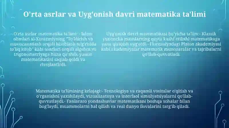 Matematika OʻQitish Metodikasining Taraqqiyot Tarixi 4