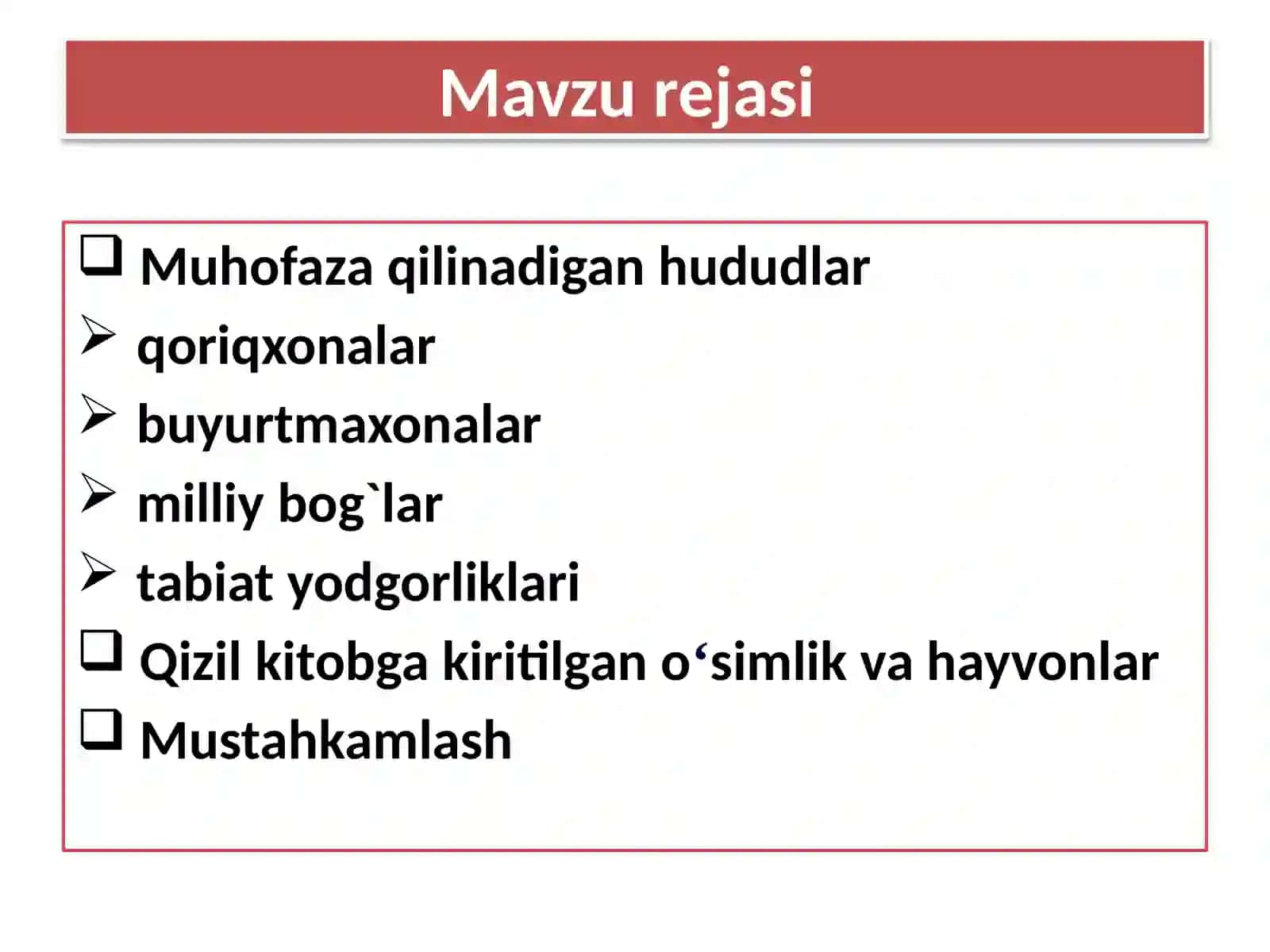 Ekologik muammolar va muhofaza qilinadigan hududlar 4