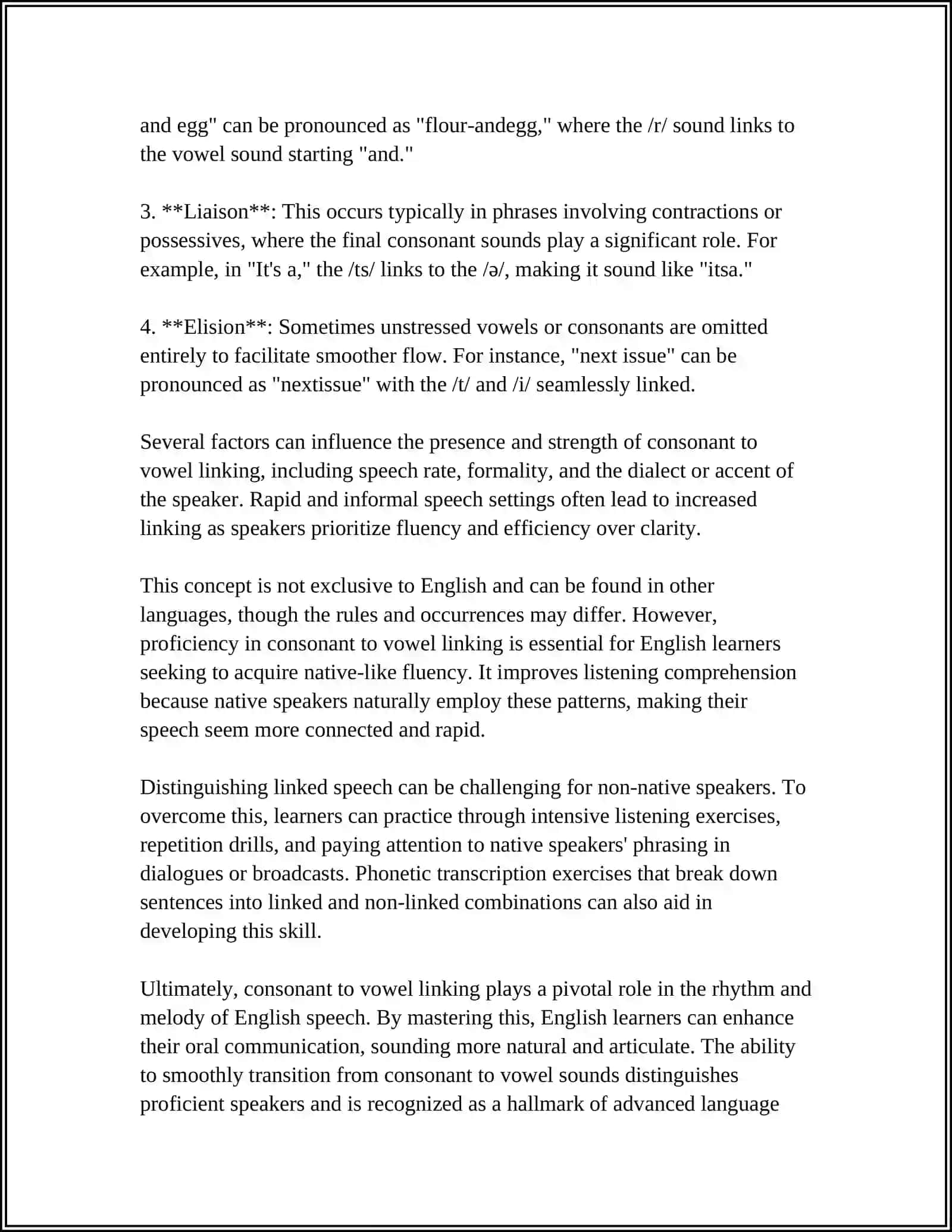 Consonant to Vowel Linking in English Language 4
