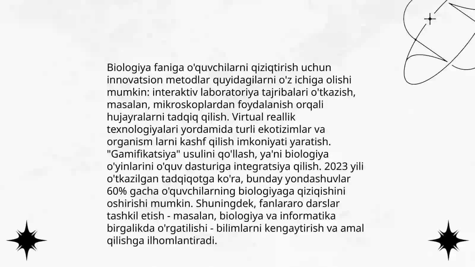 Biologiyani oqitishda oquvchilarning o'quv-bilish faoliyatini tashkil etish va boshqarish yo'llari 4