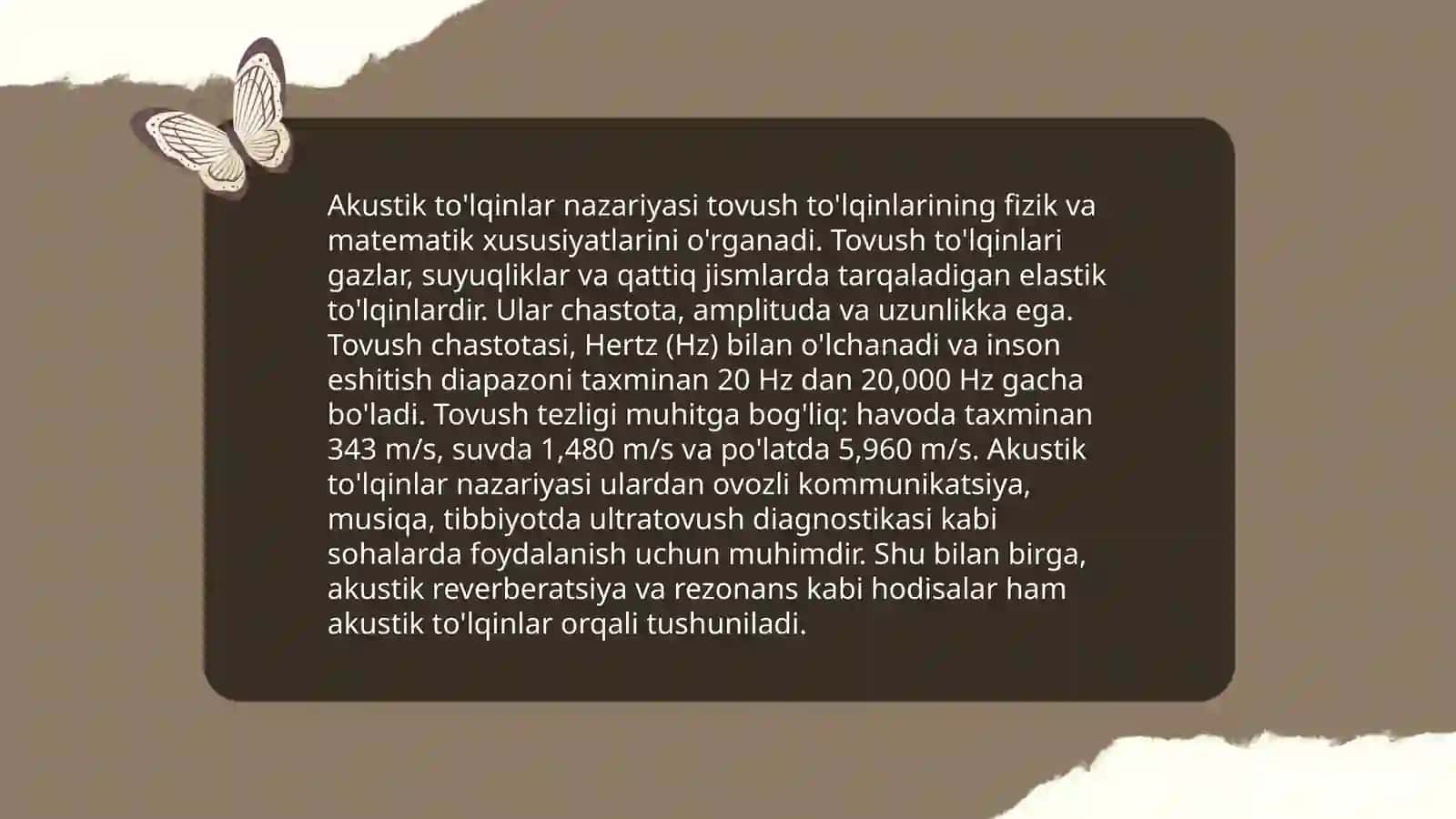 Eshitish biofizikasi elementlari. Ultratovush va uni stomotologiyada qo'llanilishi 4