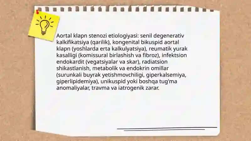 Aortal klapn yetishmovchiligi va stenozi 4
