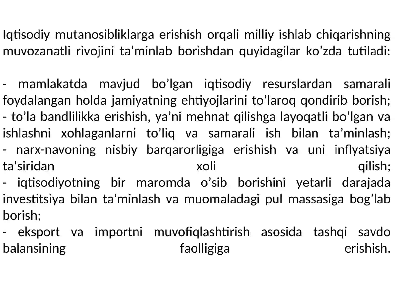 MILLIY IQTISODIYOTNING MUVOZANATLI VA MUTANOSIBLI RIVOJLANISHI 4