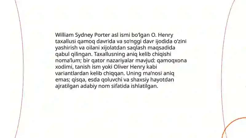 O. Henry hayoti va ijodi 4