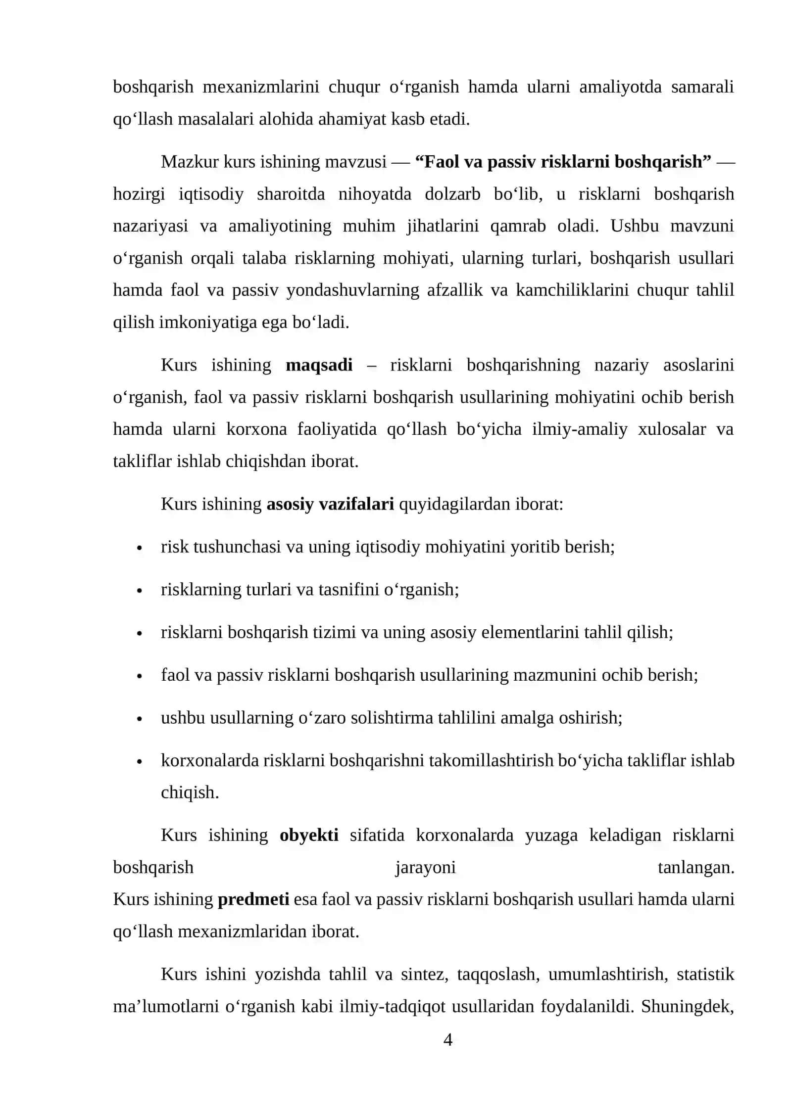 LOYIHA TAVAKKALCHILIGINI BOSHQARISH 4