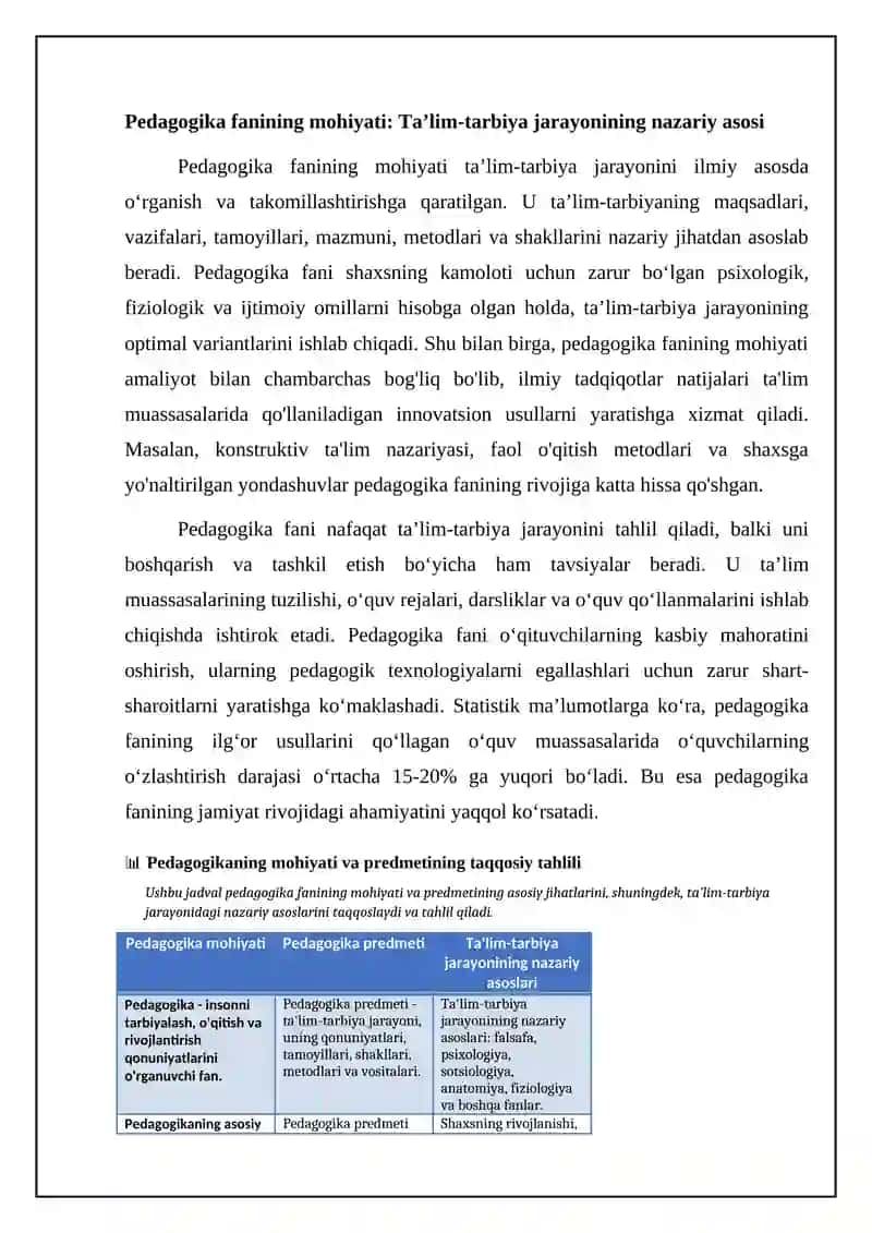 Pedagogika fanining mazmuni va mohiyati, predmeti 4