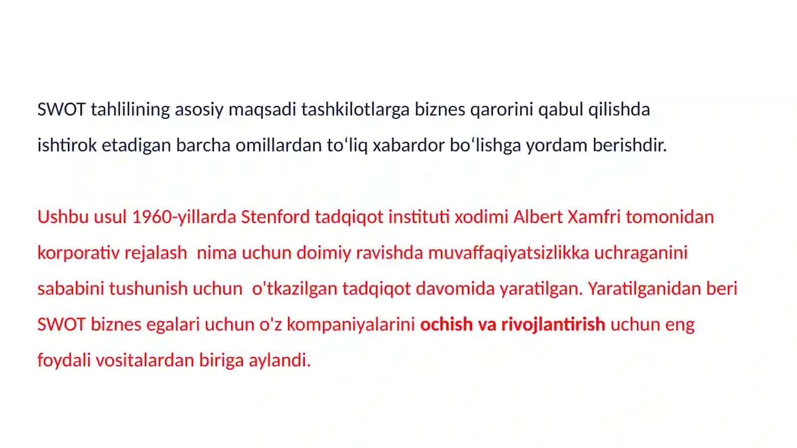 Menejmentda SWOT tahlili 4