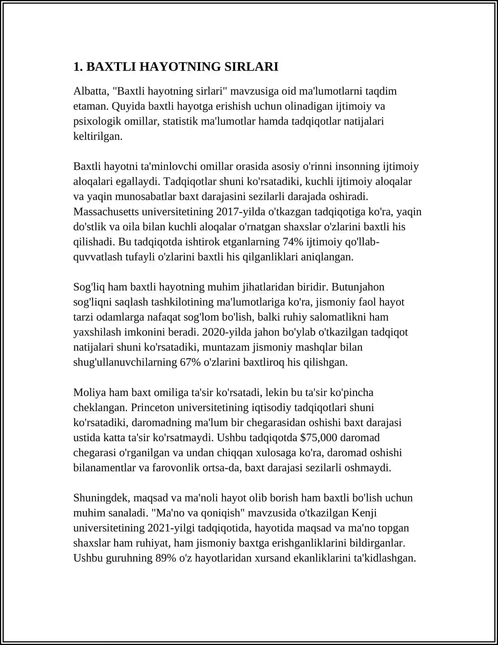 Baxtli Hayotning Sirlari 4