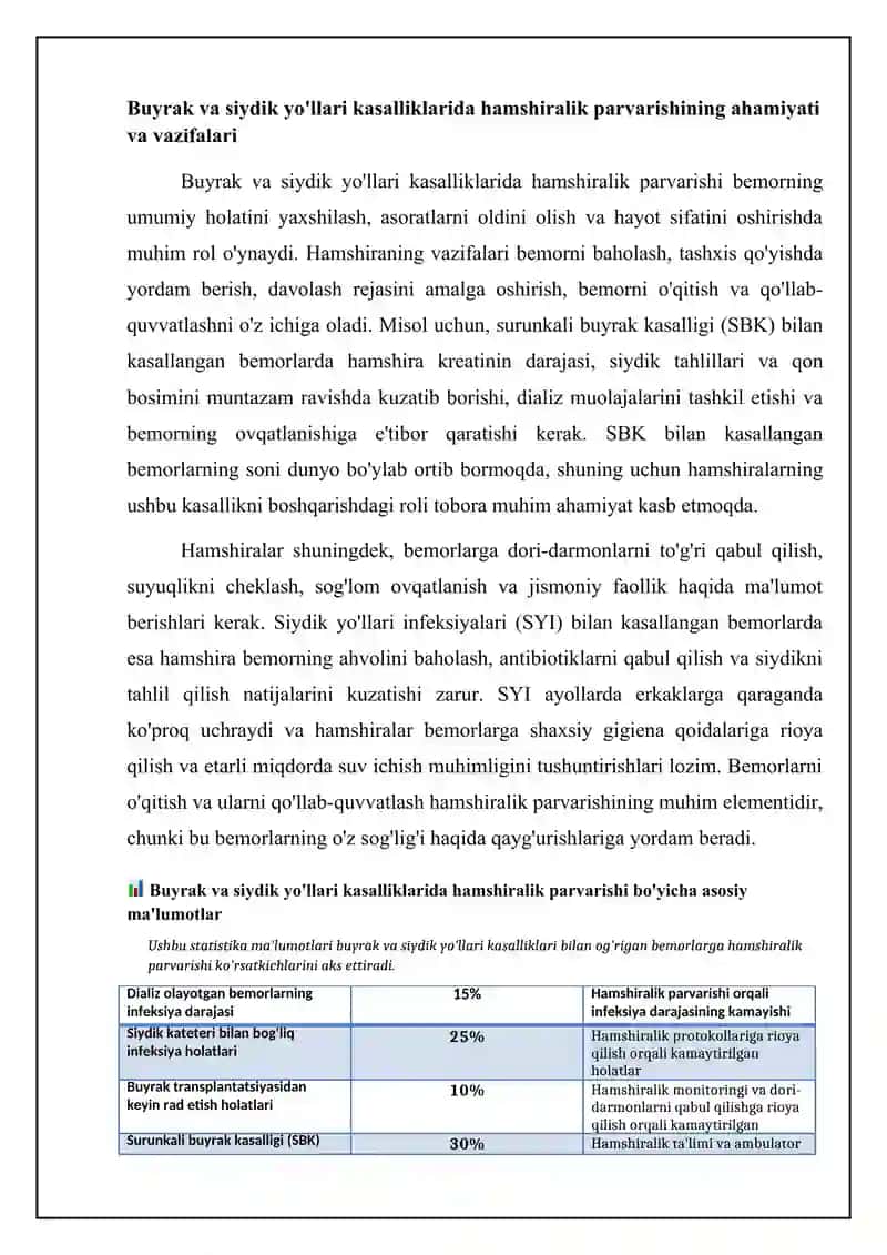Buyrak va siydik yo'llari kasalliklarida bemorlarni parvarishi 4