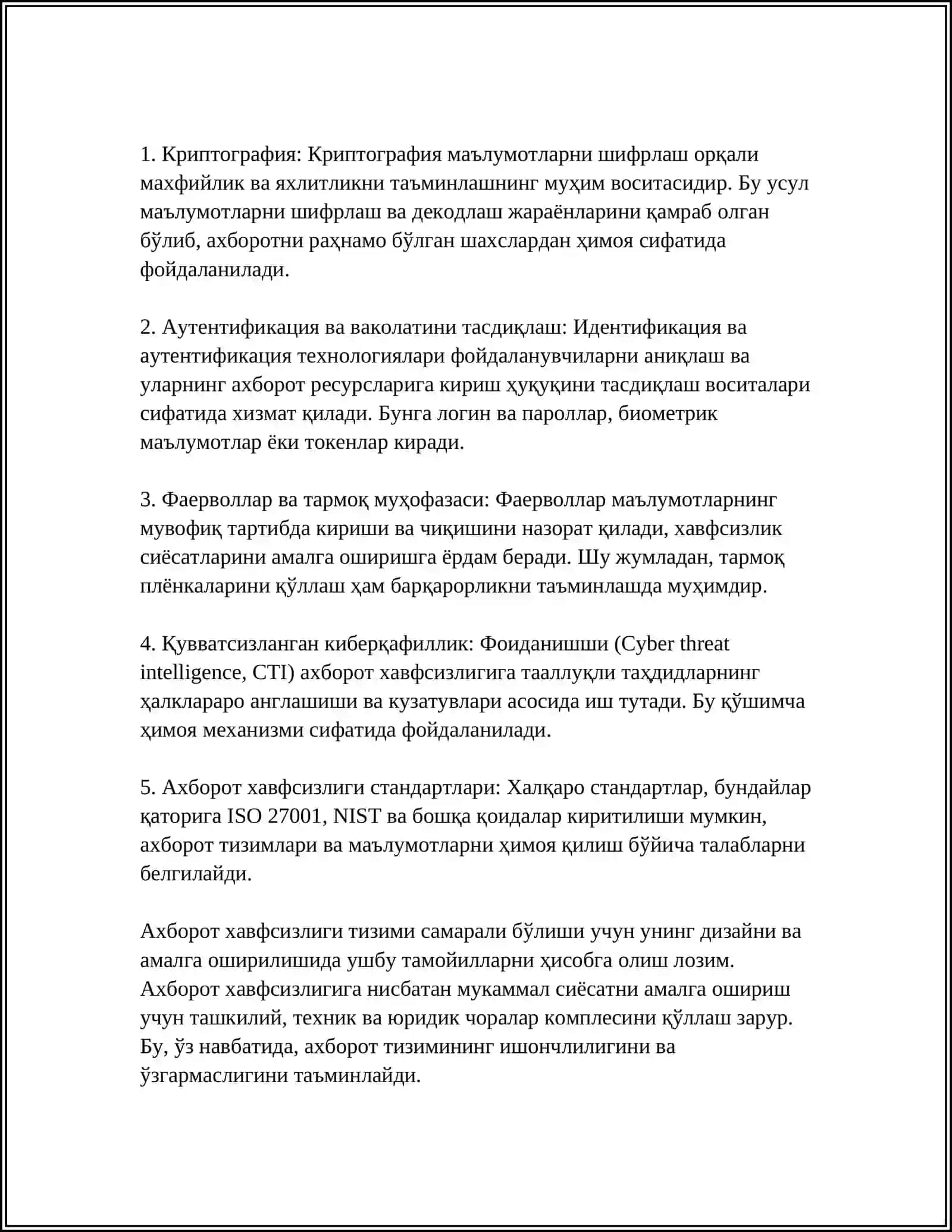 ИНТЕРНЕТДА АХБОРОТ ХАВФСЗЛИГИ: ТАХДИДЛАР ВА УЛАРНИ ОЛДИНИ ОЛИШ 4