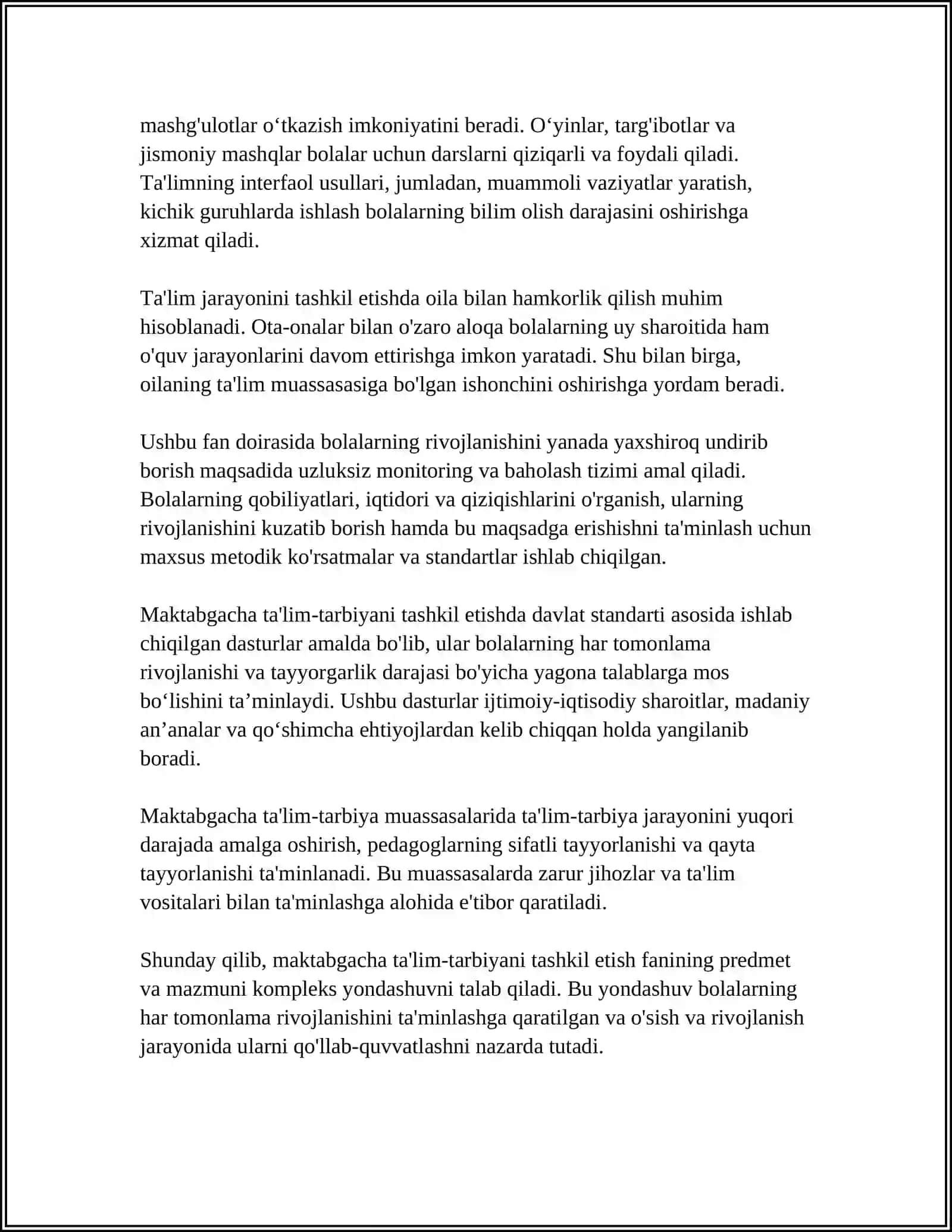 MAKTABGACHA TA'LIM-TARBIYANI TASHKIL ETISH FANINING PREDMETI VA ASOSIY VAZIFALARI 4