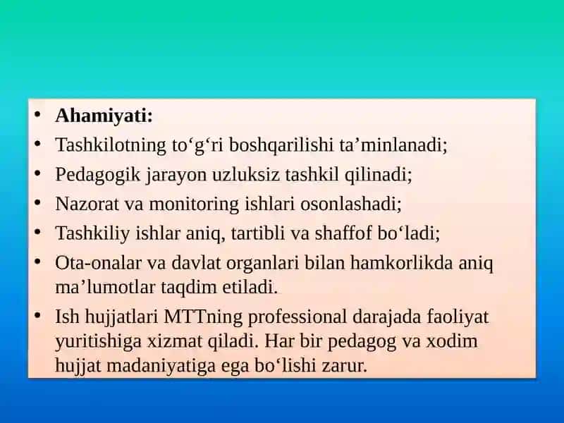 Maktabgacha talim tashkilotida ish hujjatlarini yuritish tartibi 4