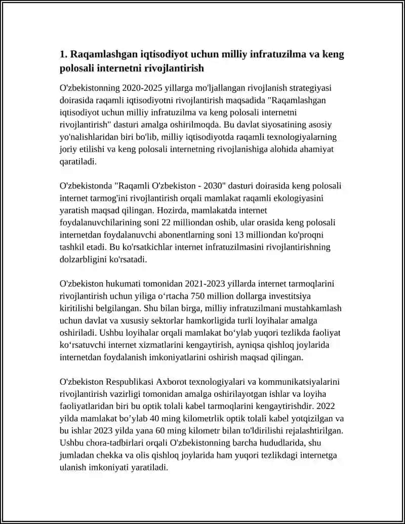 IQTISODIYOTNI RAQAMLASHTIRISH BO'YICHA DAVLAT SIYOSATI 4