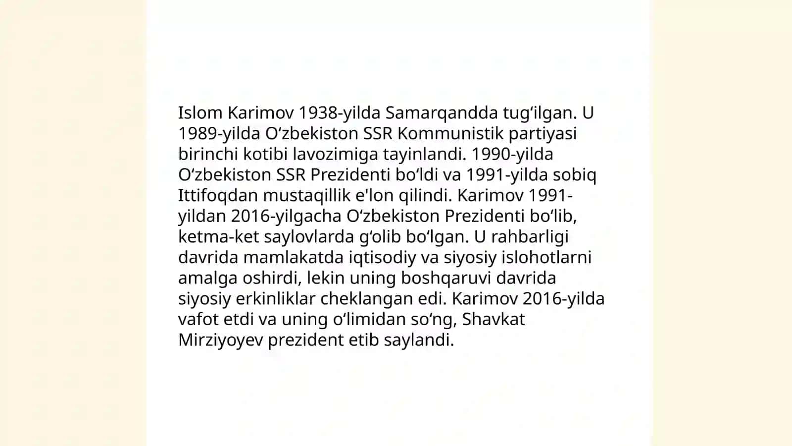 Islom Karimovning hayot yo'li 4