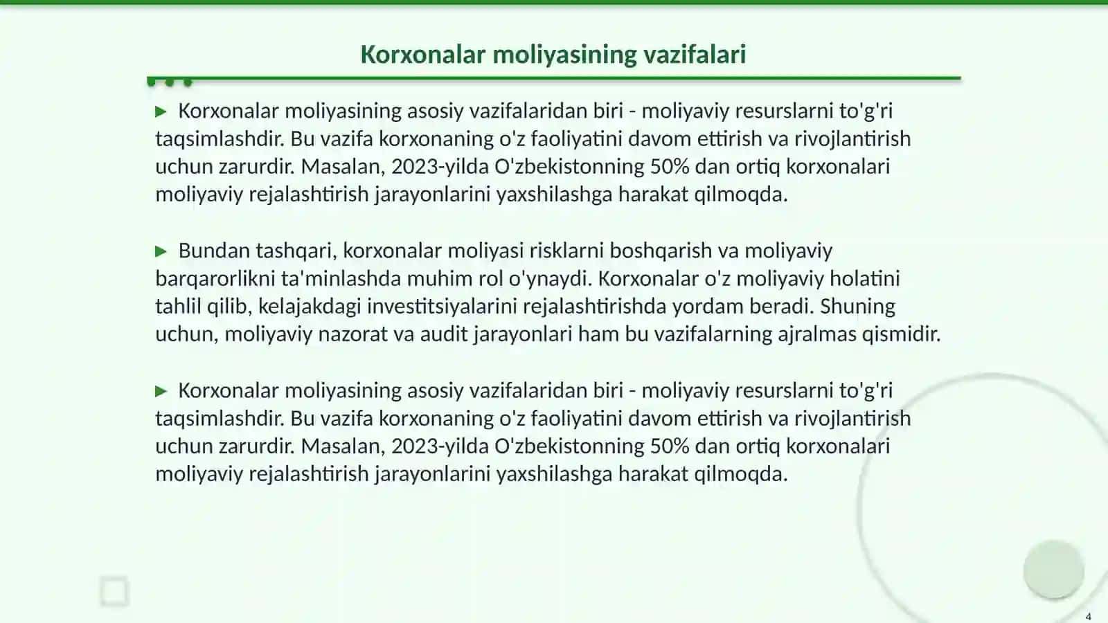 Korxonalar moliyasi va uning asosiy vazifalari 4