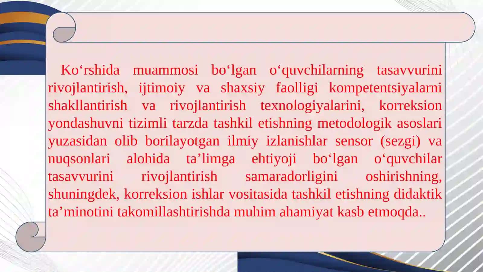 Ko`rish nuqsoniga ega bolalarda nutq va muloqotning o`ziga xosligi 4