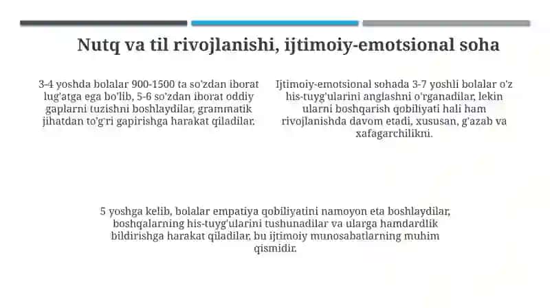 3-7 yoshgacha boʻlgan bolalarning rivojlanishining oʻziga xos xususiyatlari 4