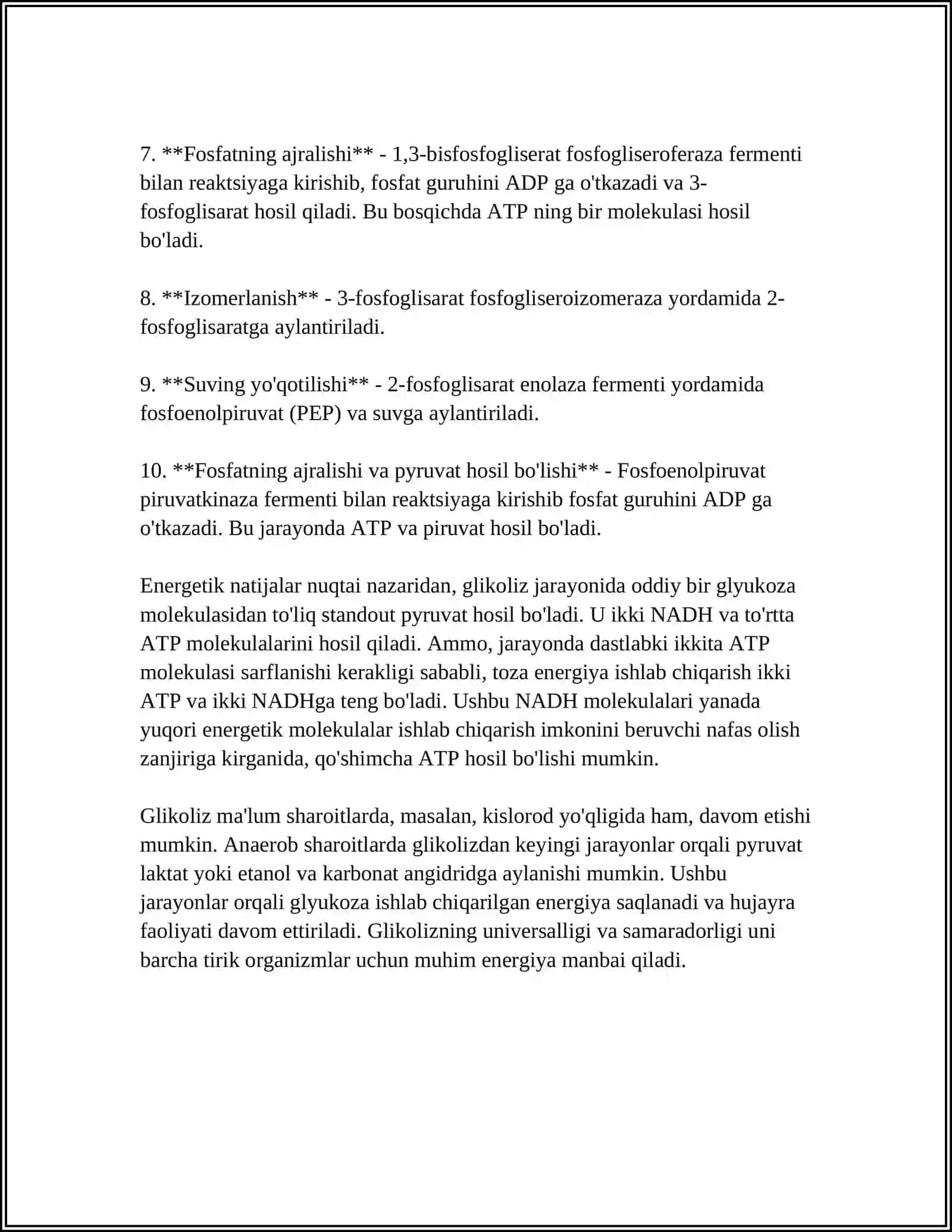 METABOLIZM JARAYONIDA ENERGIYA HOSIL BO‘LISHI 4