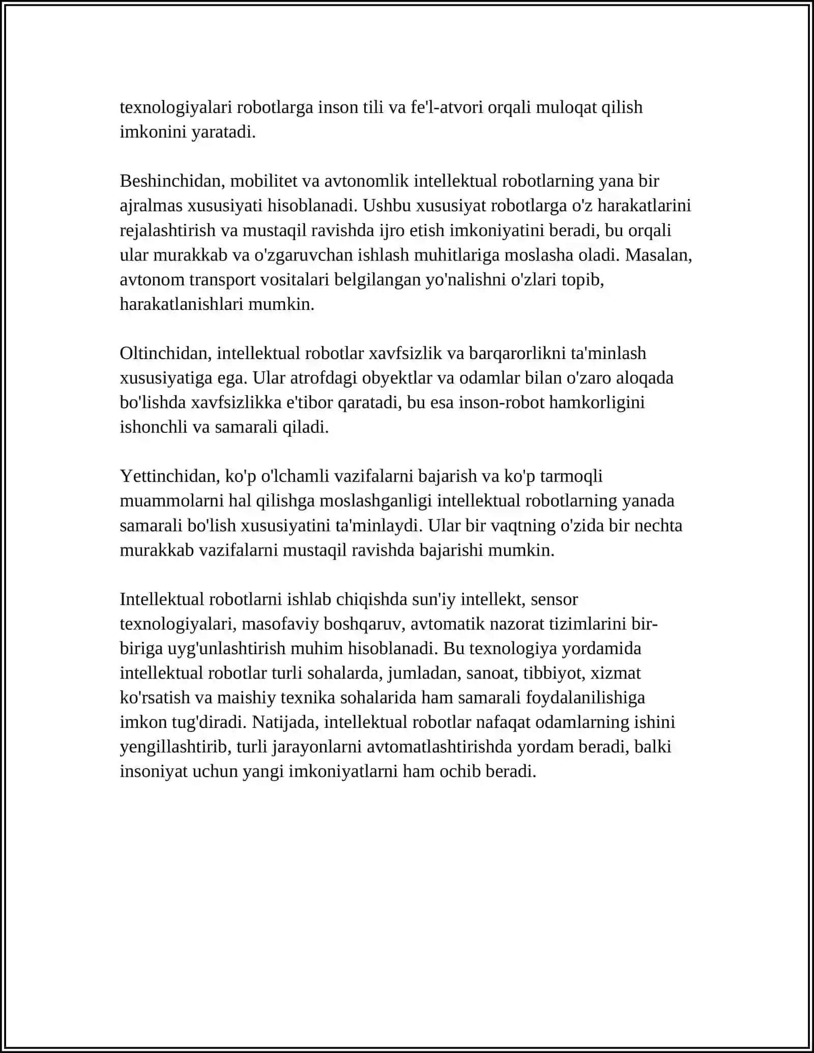 INTELLEKTUAL ROBOTLAR, ULARNING TURLARI 4