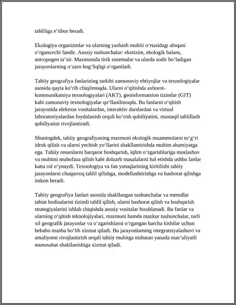 TABIIY GEOGRAFIYA FANLARINING MAZMUNI, TUZILISHI VA OQITISH TEXNOLOGIYALARI 4