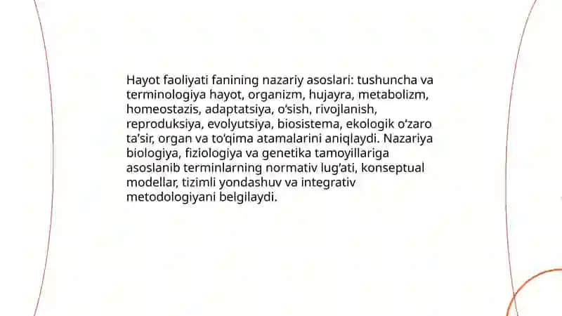Hayot faoliyat fanining nazariy asoslari 4