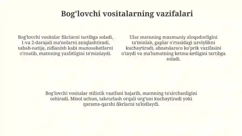 So’zlarning o’zaro bog’lanishi va bog’lovchi vositalar 4
