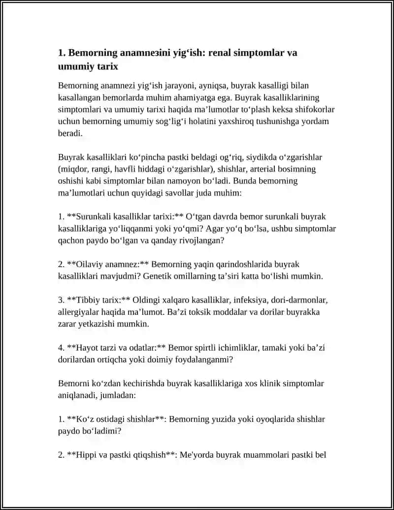 BUYRAK KASALLIGI BILAN KASALLANGAN BEMORLARNI TEKSHIRISH REJASI 4