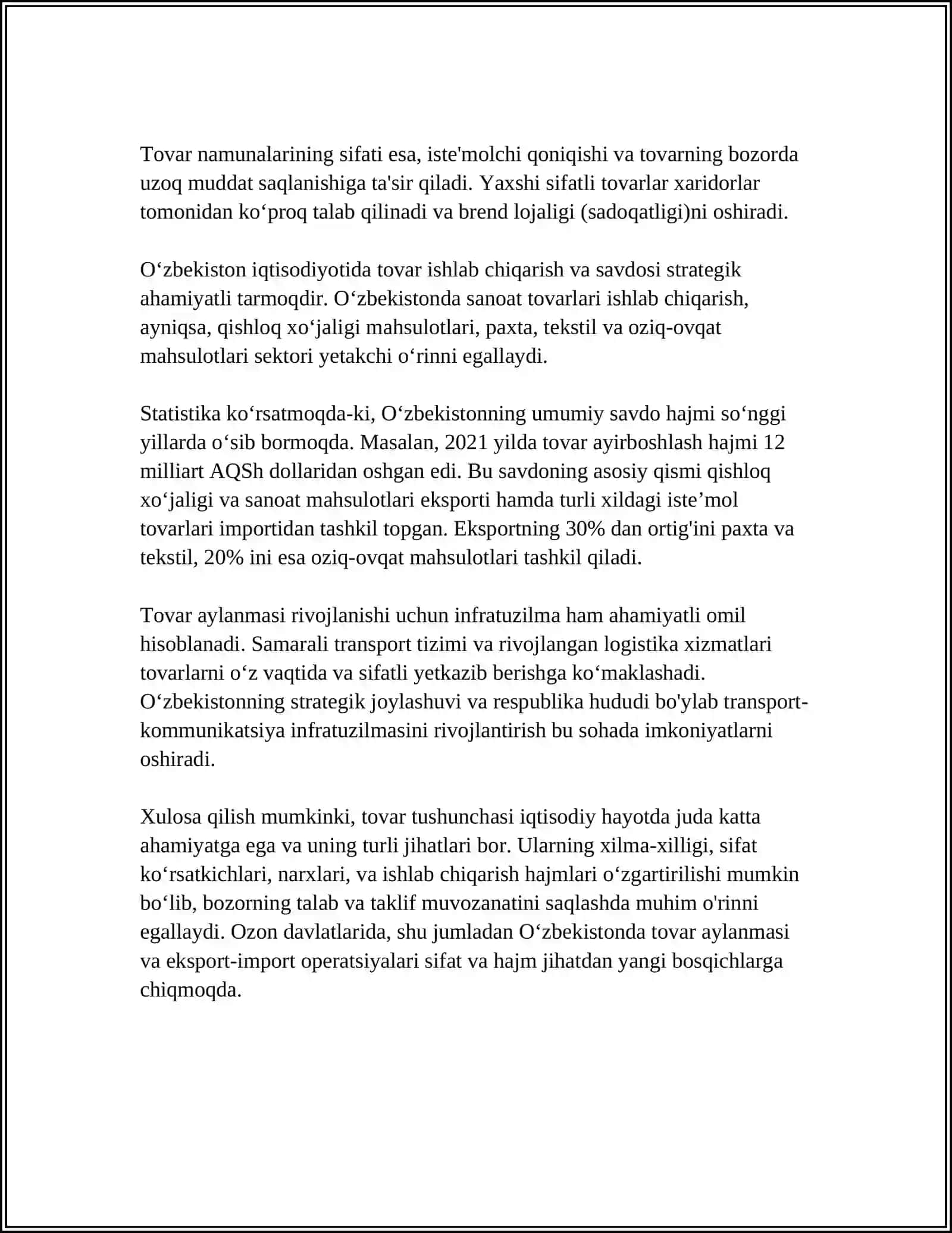 TOVAR VA UNING XUSUSIYATLARI 4