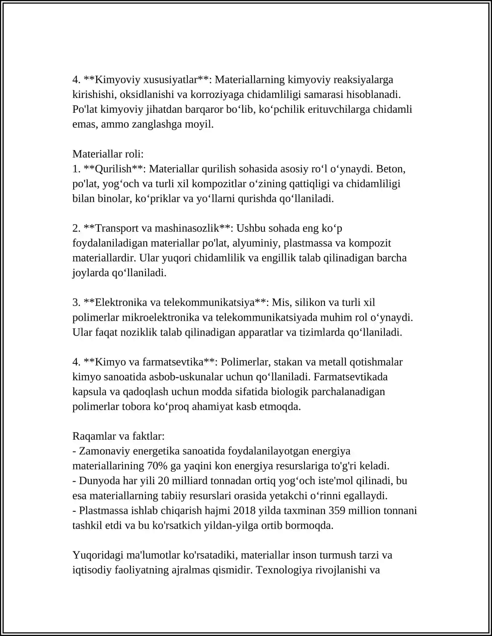 MATERIALLARNING ROLI,TUTGAN OʻRNI VA BU SOHADA HISOBNING VAZIFALARI 4