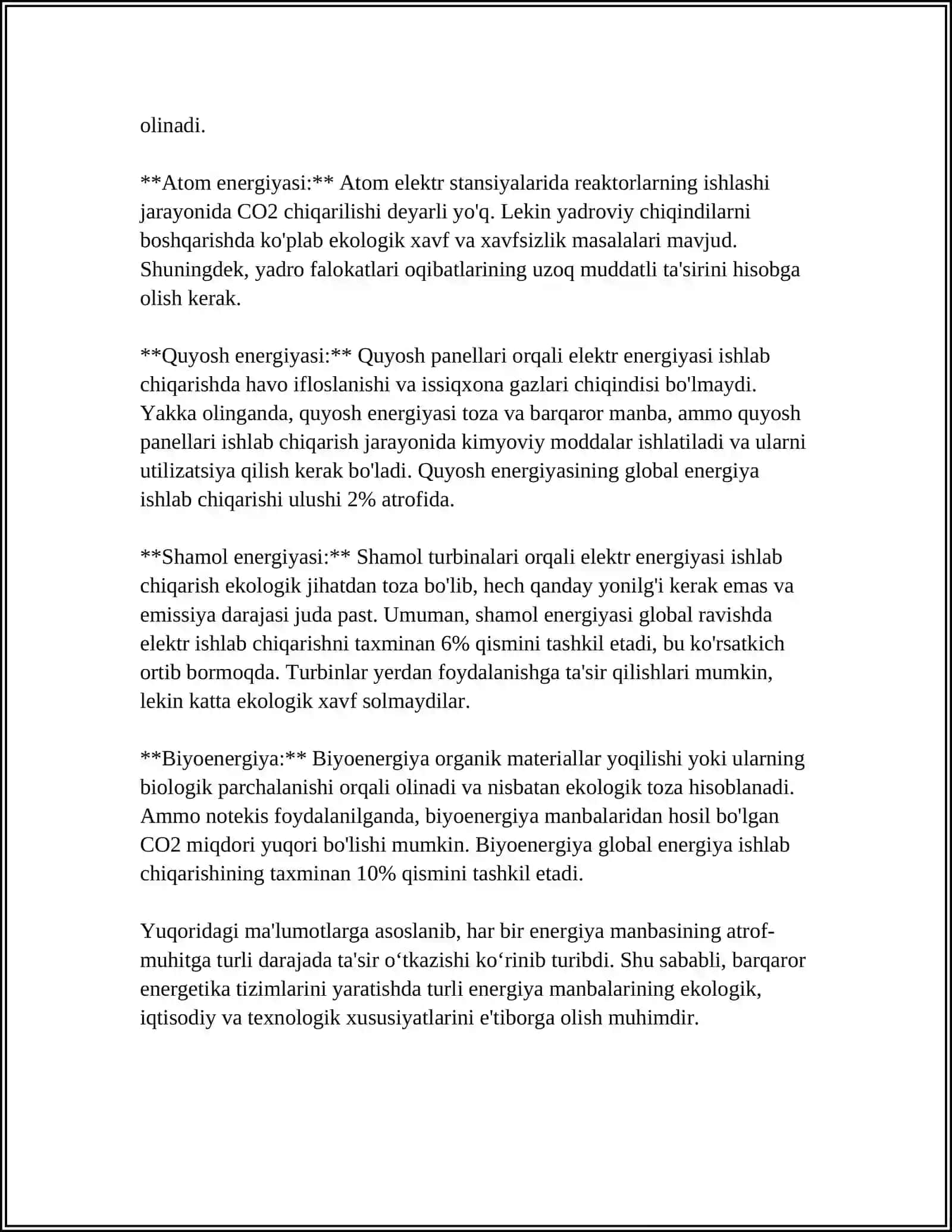 ENERGETIKA SANOATI VA ATROF-MUHIT REFERAT 4