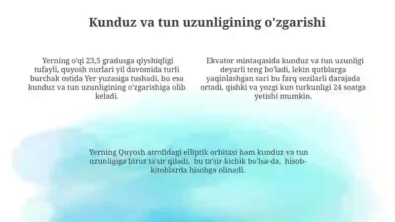 Yerning Quyosh Atrofidagi Harakati 4