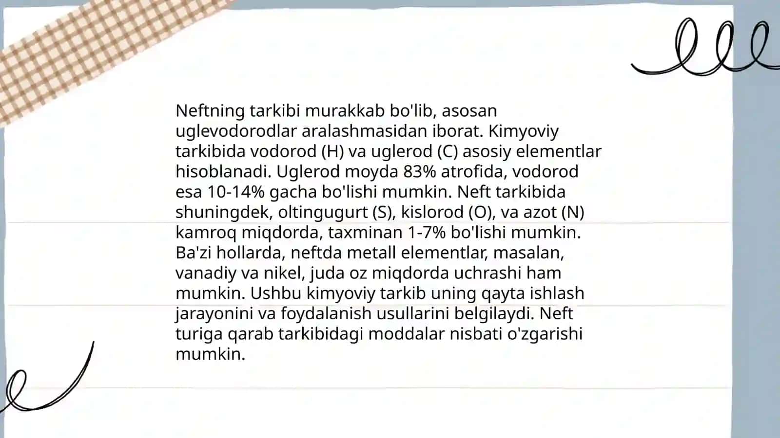 Neft haqida tushuncha va uni hossalari 4